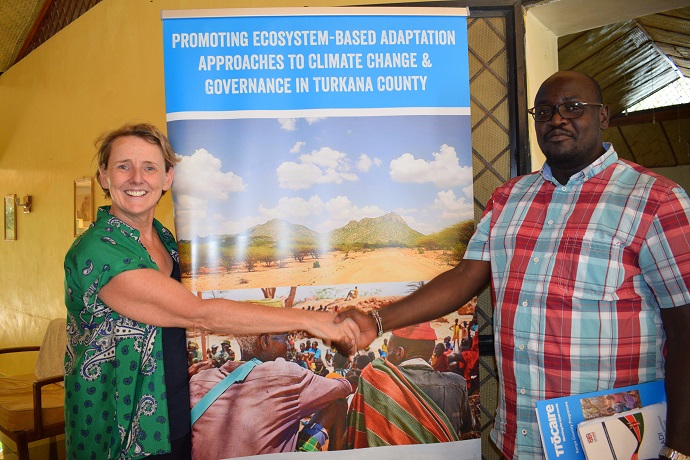 Eithne Brennan, Trócaire Kenya Country Director with Joseph Akure from DFID Kenya. Photo : Kikonde Righa.