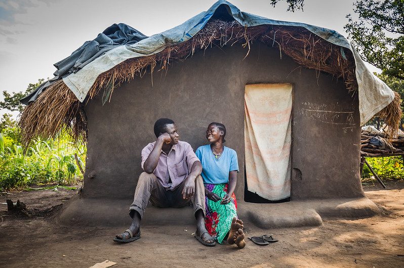 Established home made from mud inside Palabek reufgee camp in Uganda. Photo : Sarah Fretwell